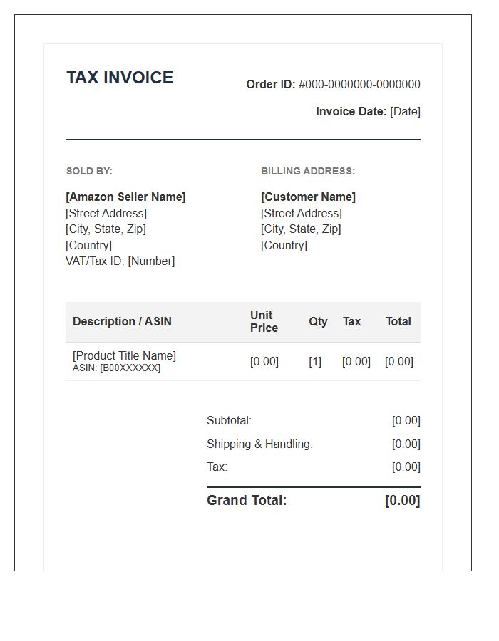 Amazon Seller Business Invoice Template