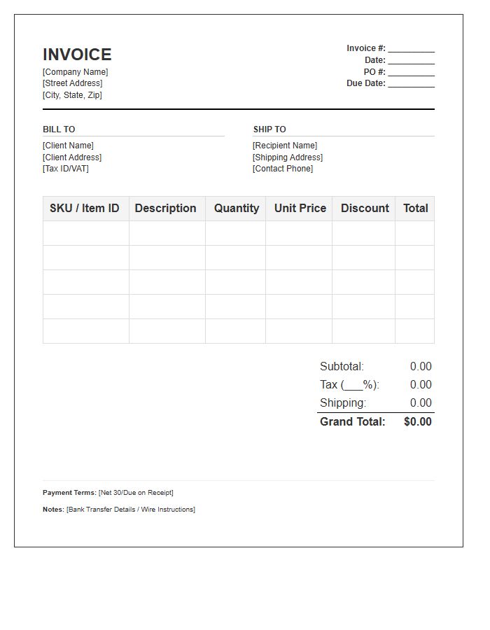 High Volume Sales Invoice Template