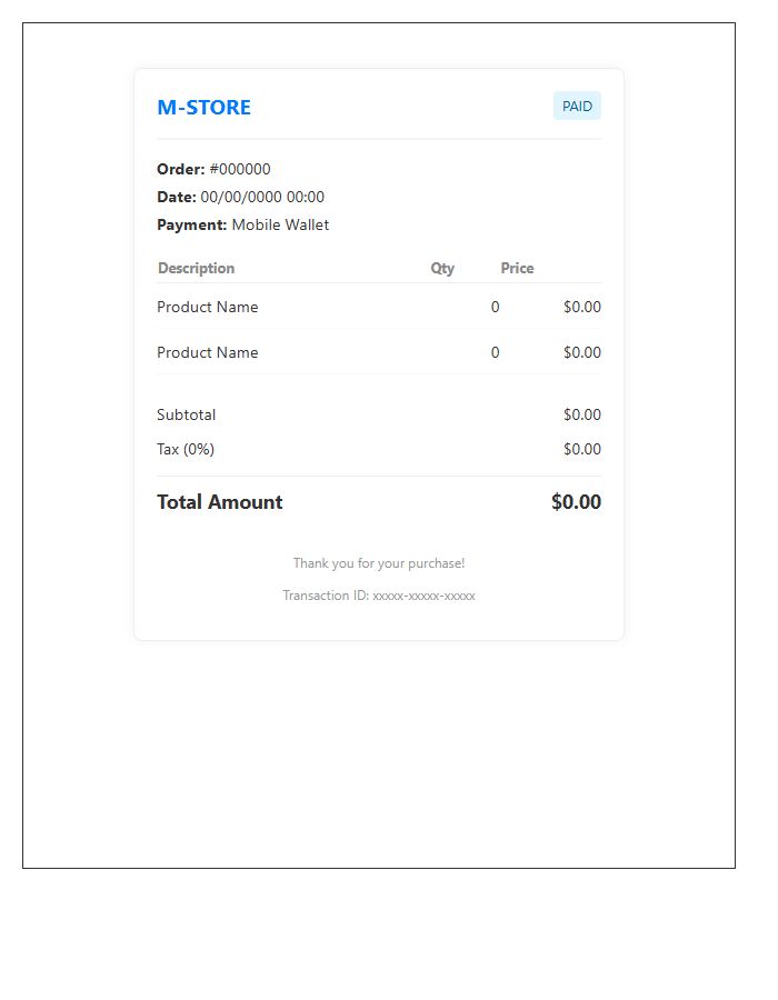 Mobile Commerce Transaction Invoice Template