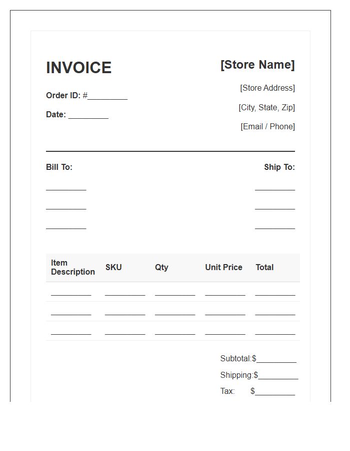 Retail Online Purchase Invoice Template