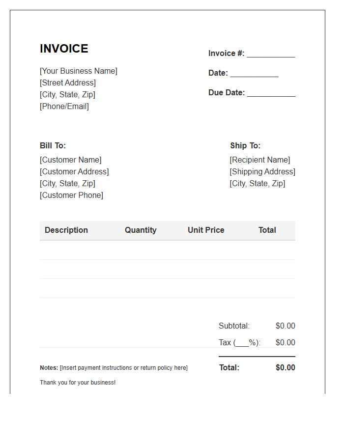 Standard Business Purchase Invoice Template