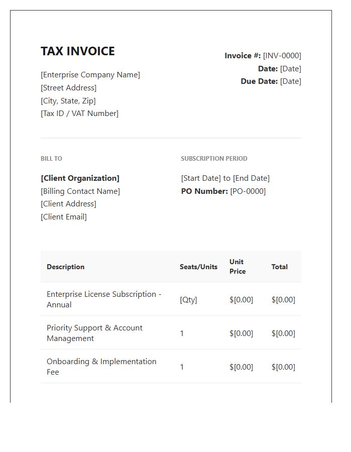 Enterprise License Subscription Invoice Template