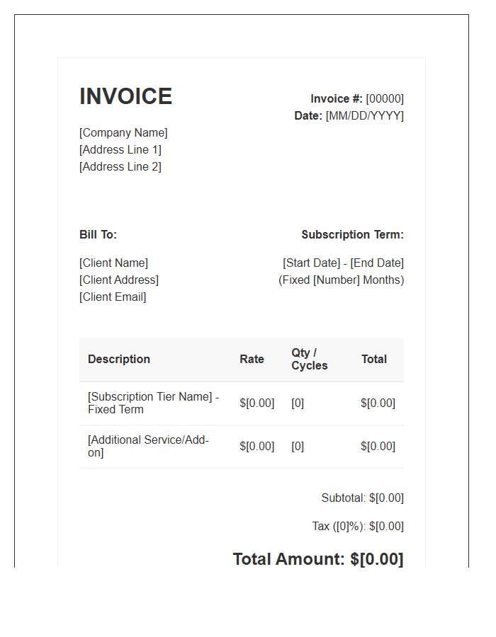 Fixed Term Subscription Invoice Template