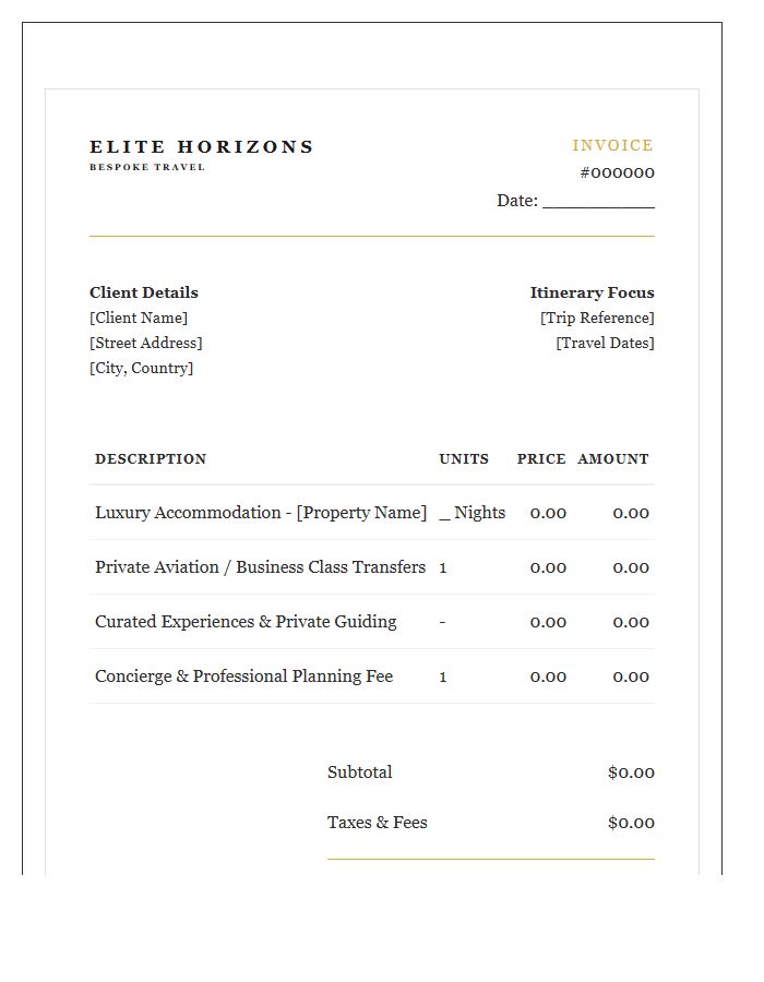 Luxury Travel Agency Invoice Template