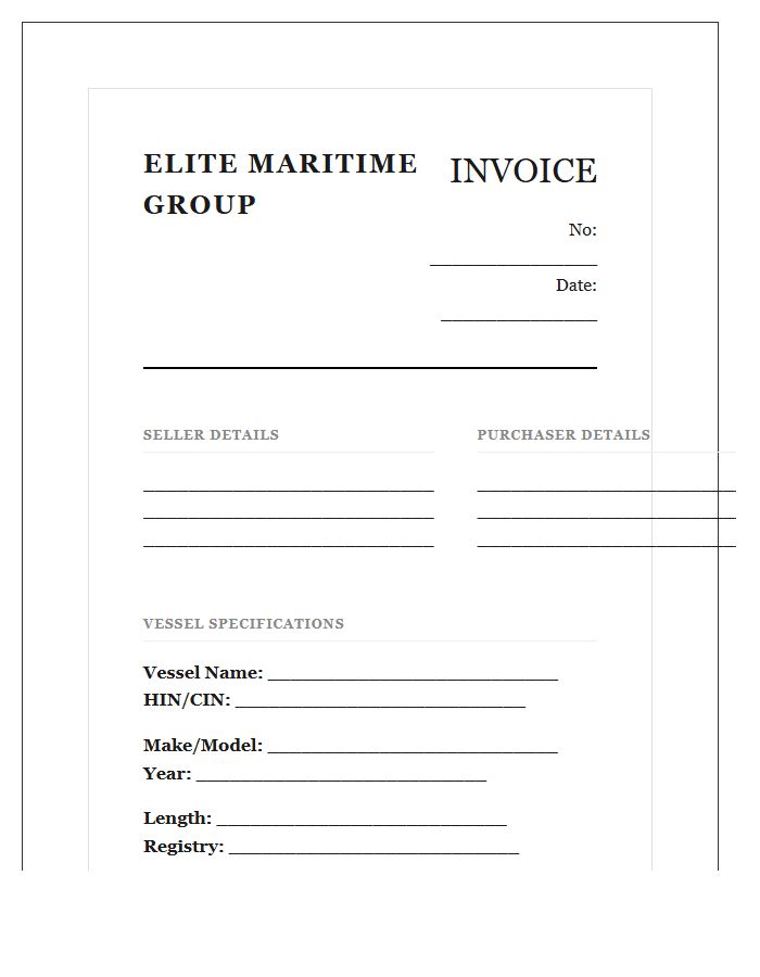Luxury Yacht Sale Invoice Template