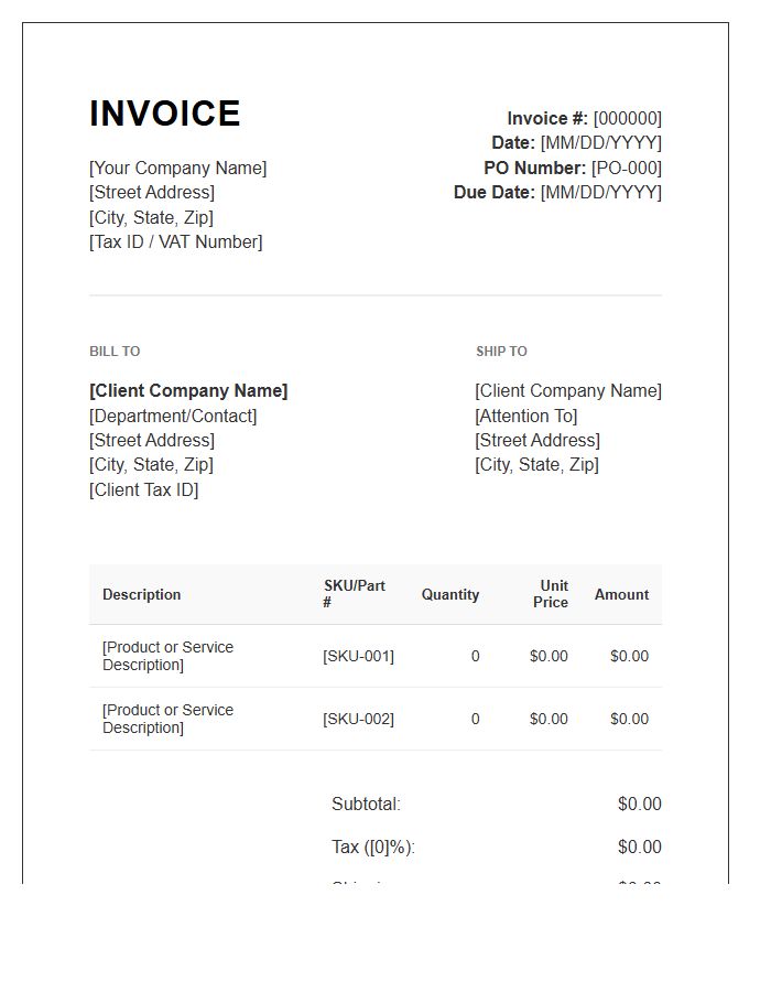 Commercial B2B Purchase Invoice Template