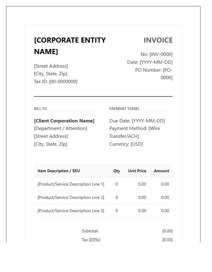 Large Scale Corporate Purchase Invoice Template
