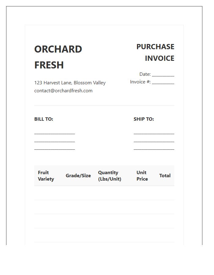 Orchard Fruit Purchase Invoice Template