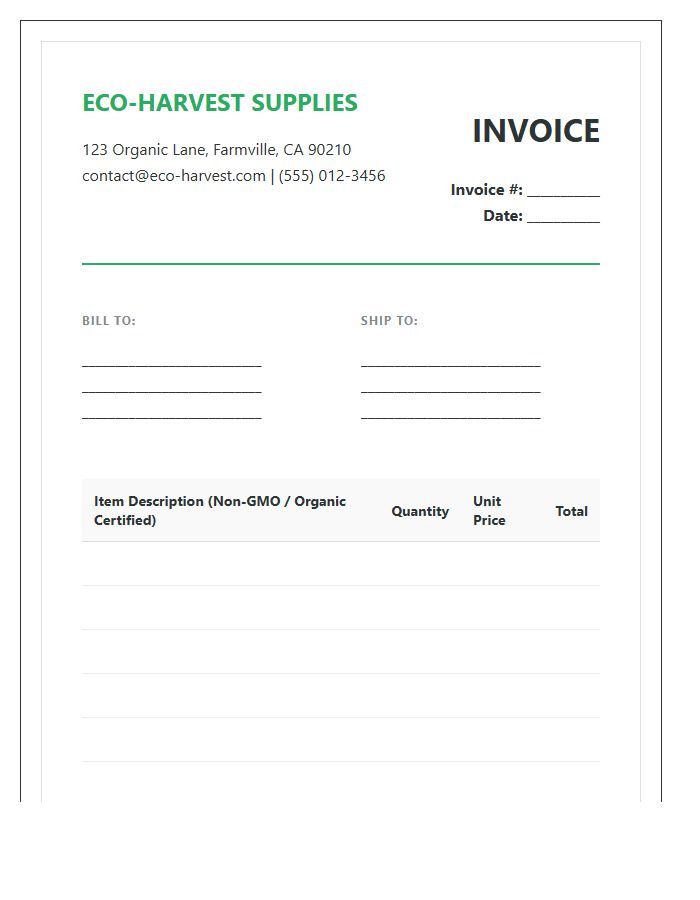 Sustainable Farming Supply Invoice Template