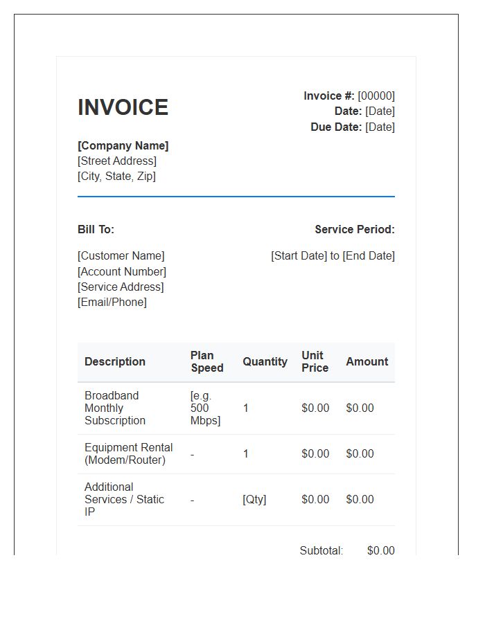 Broadband Connectivity Service Invoice Template