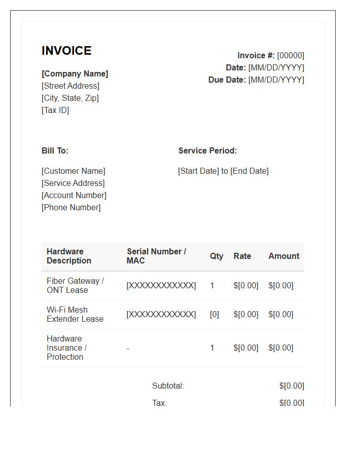 Broadband Hardware Lease Invoice Template