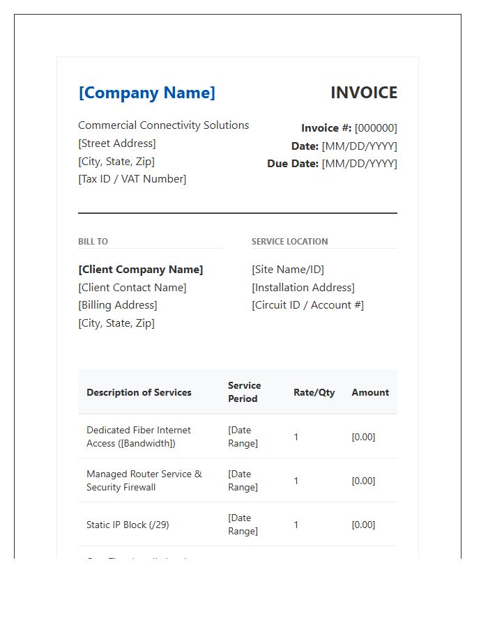 Commercial Connectivity Services Invoice Template