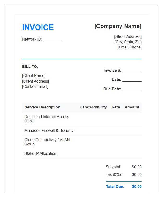 Digital Network Connectivity Invoice Template