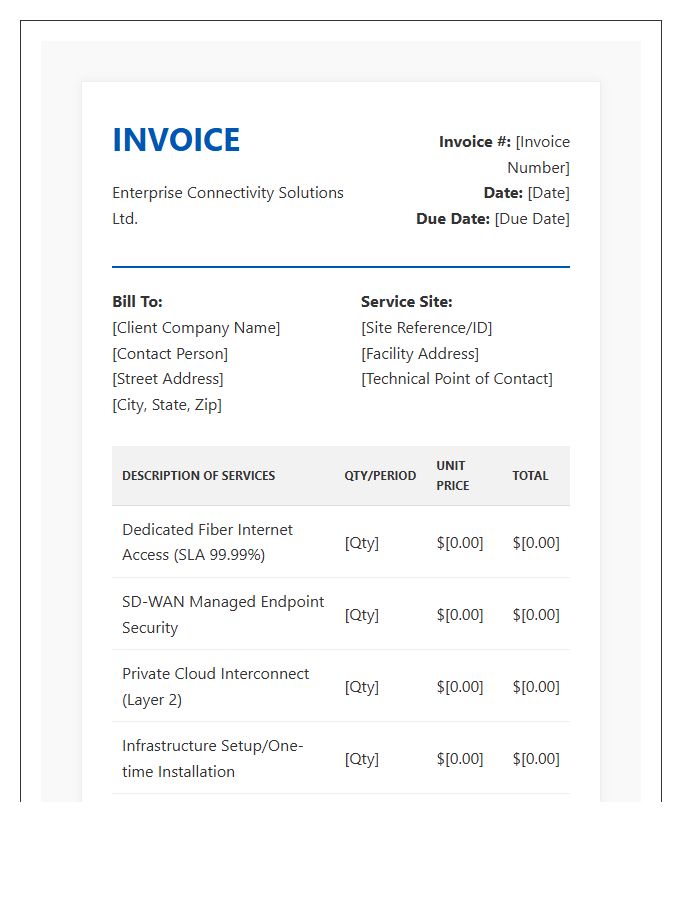 Enterprise Connectivity Solution Invoice Template