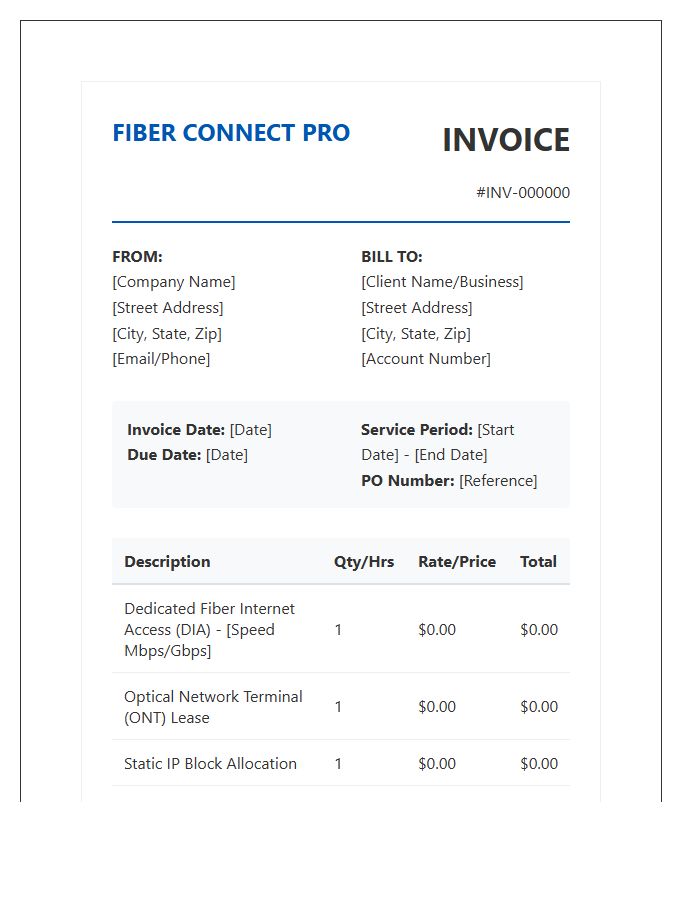 Fiber Optic Connectivity Invoice Template