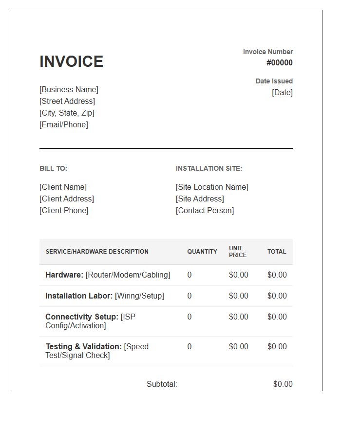 Installation And Connectivity Invoice Template