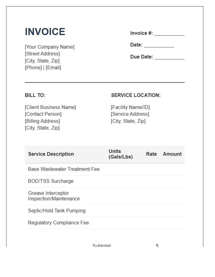 Commercial Wastewater Service Invoice Template