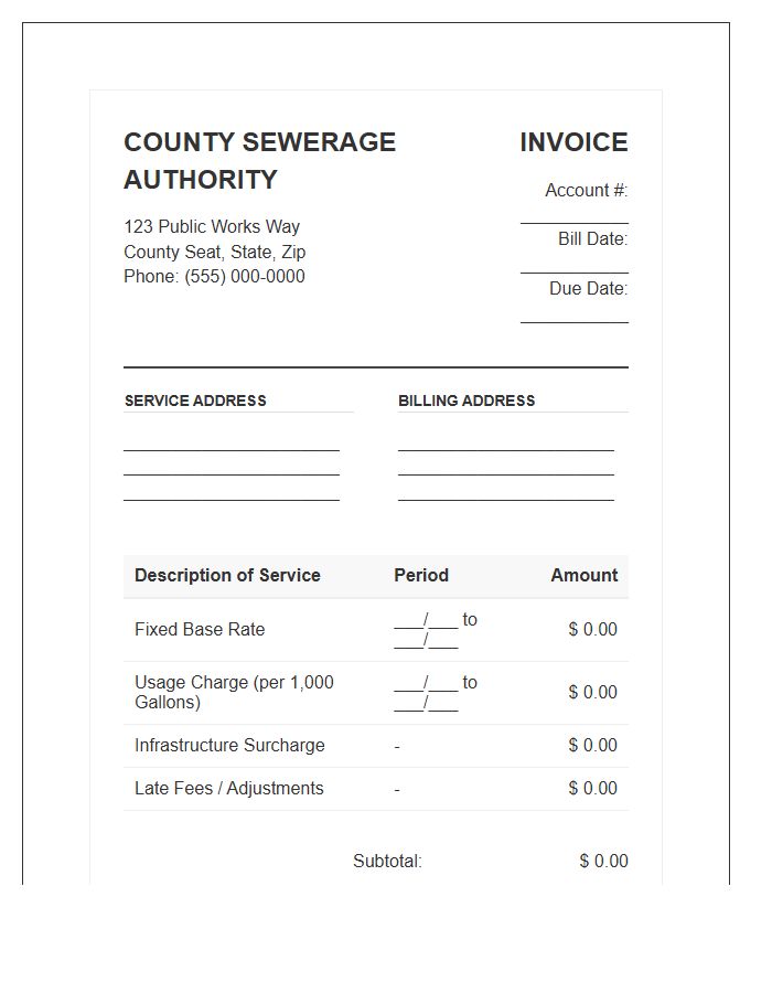 County Sewerage Authority Invoice Template