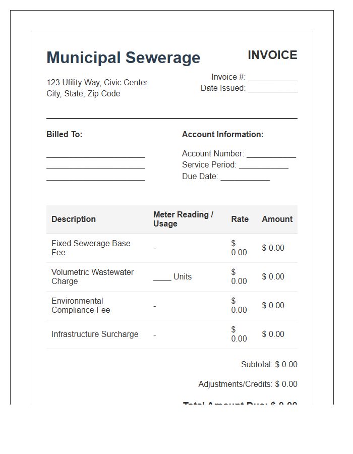Municipal Sewerage Billing Invoice Template