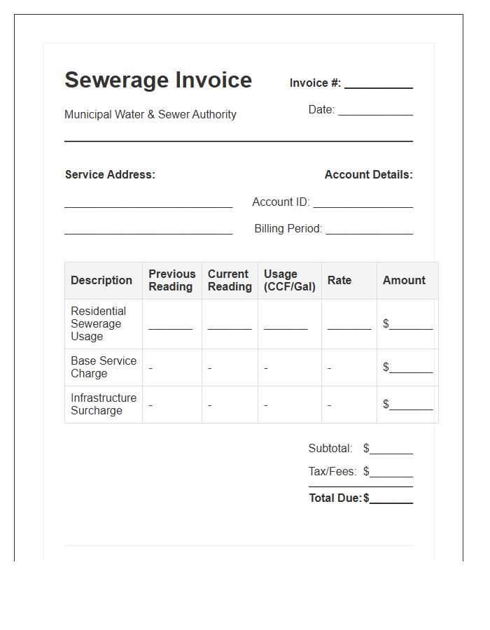 Municipal Sewerage Usage Invoice Template