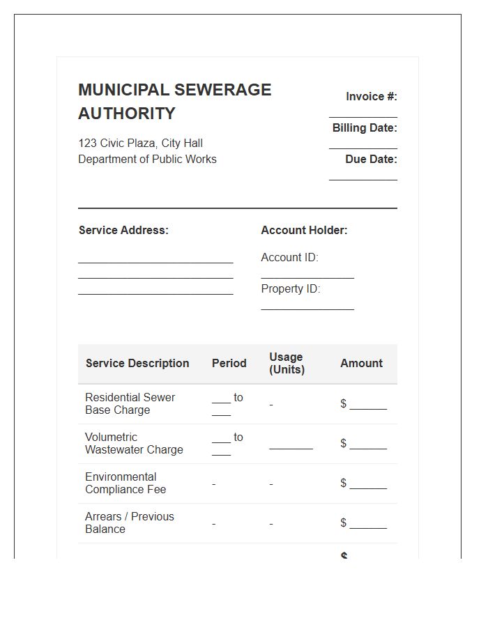 Official Municipal Sewerage Invoice Template