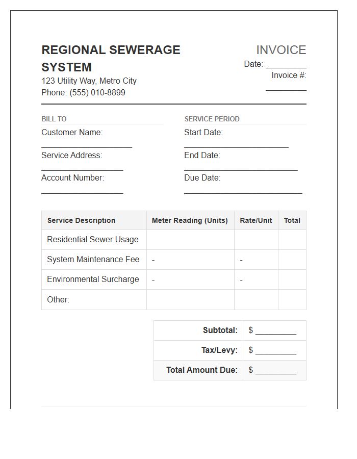 Regional Sewerage System Invoice Template