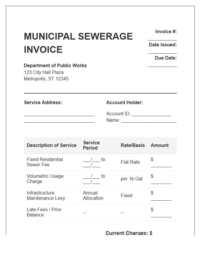 Residential Municipal Sewerage Invoice Template