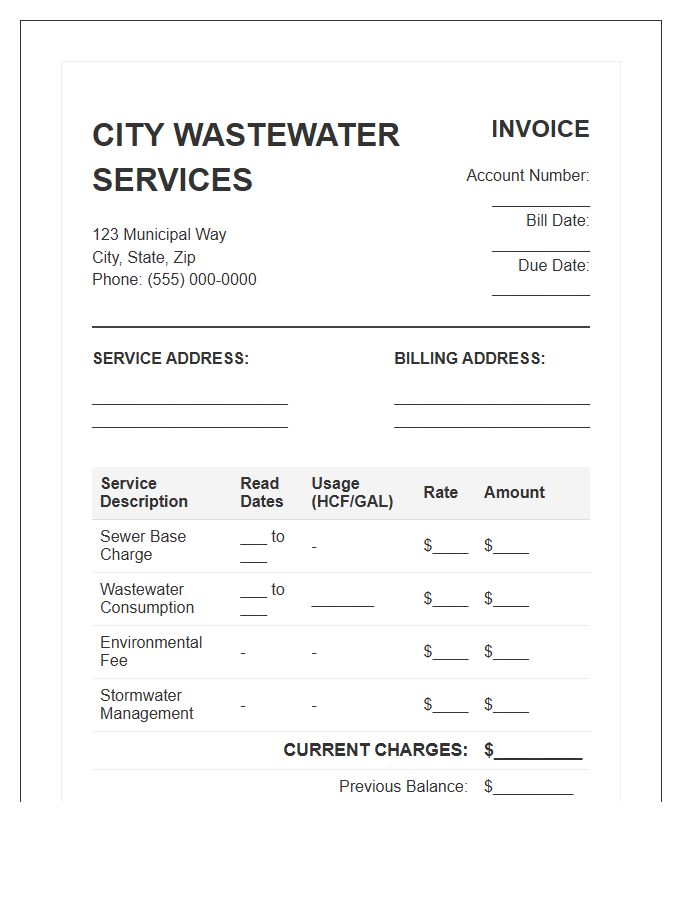 Standard Municipal Wastewater Invoice Template