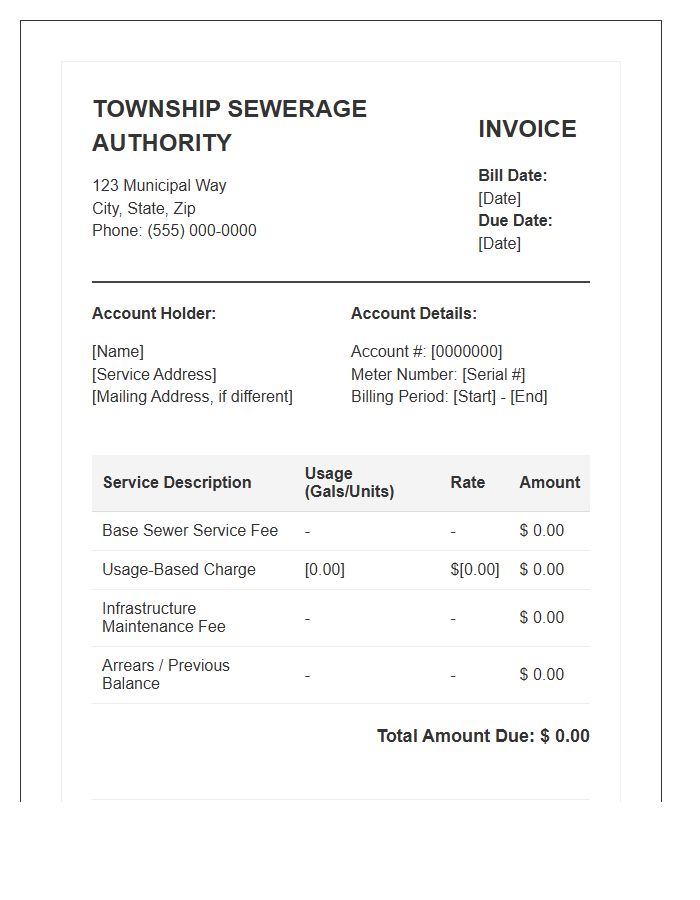 Township Sewerage Billing Invoice Template