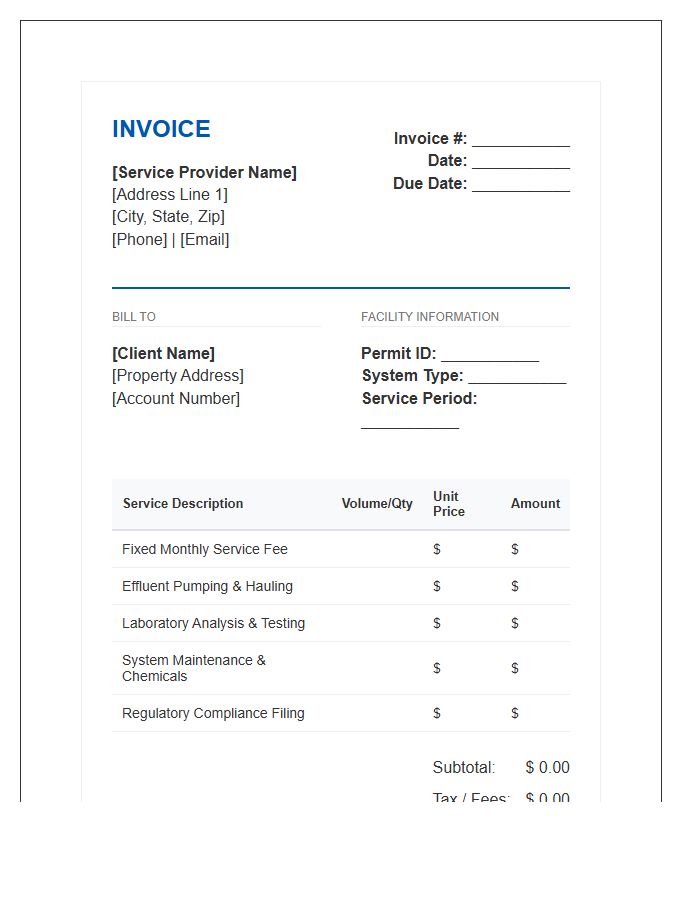 Wastewater Treatment Service Invoice Template