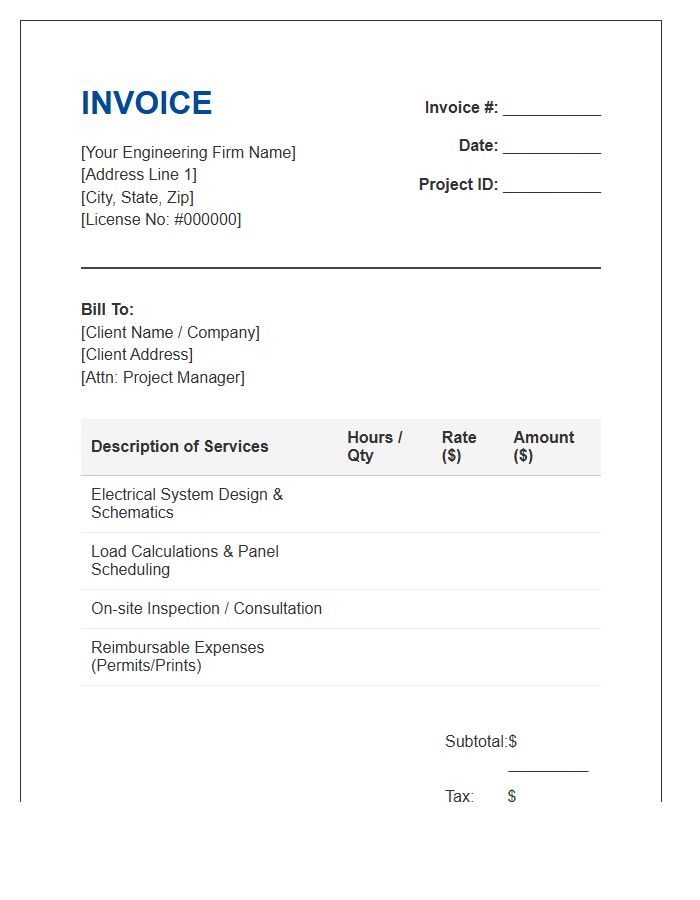 Electrical Engineering Consulting Invoice Template