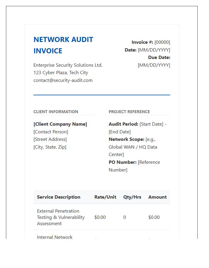 Enterprise Network Security Audit Invoice Template
