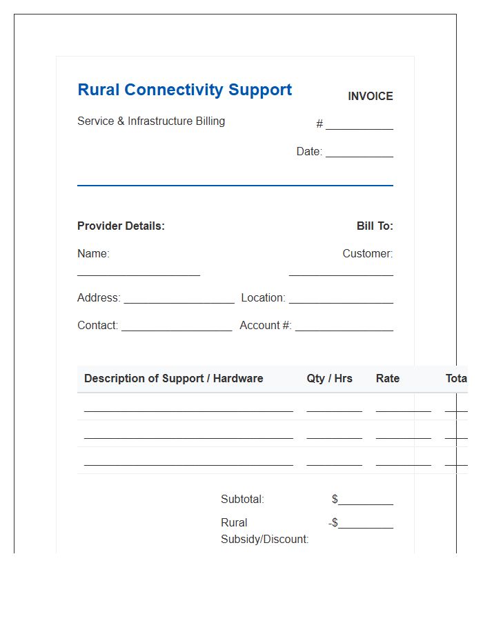 Rural Connectivity Support Invoice Template