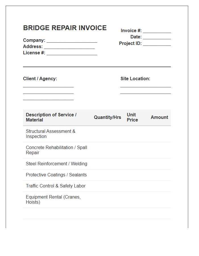 Bridge Repair Services Invoice Template