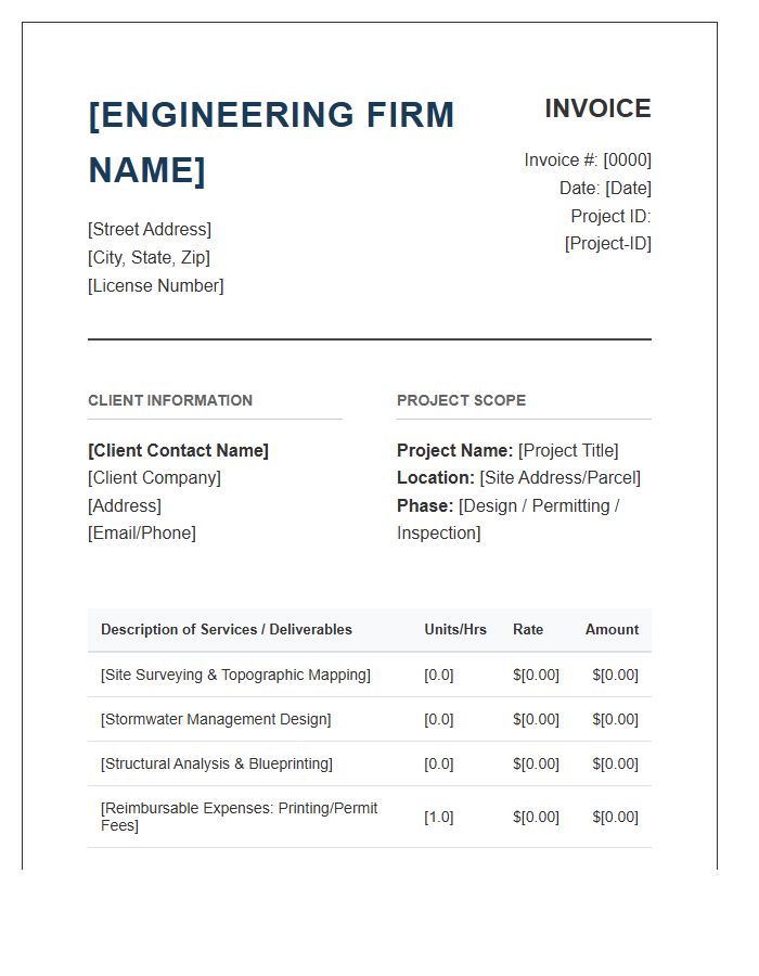 Civil Engineering Project Invoice Template