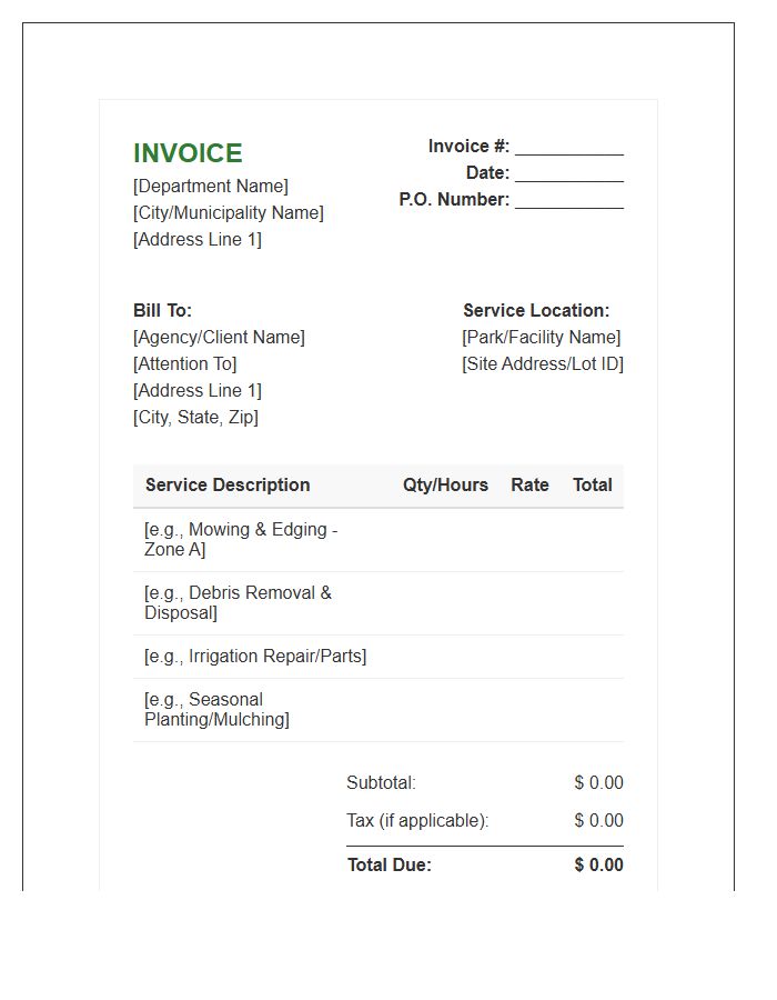 Municipal Landscaping Services Invoice Template