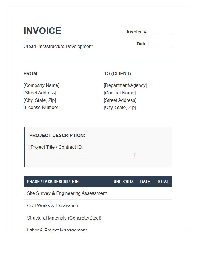Urban Infrastructure Development Invoice Template