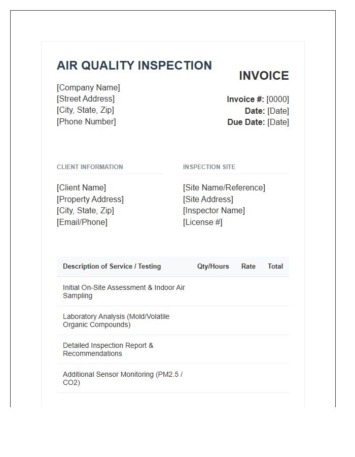 Air Quality Inspection Invoice Template