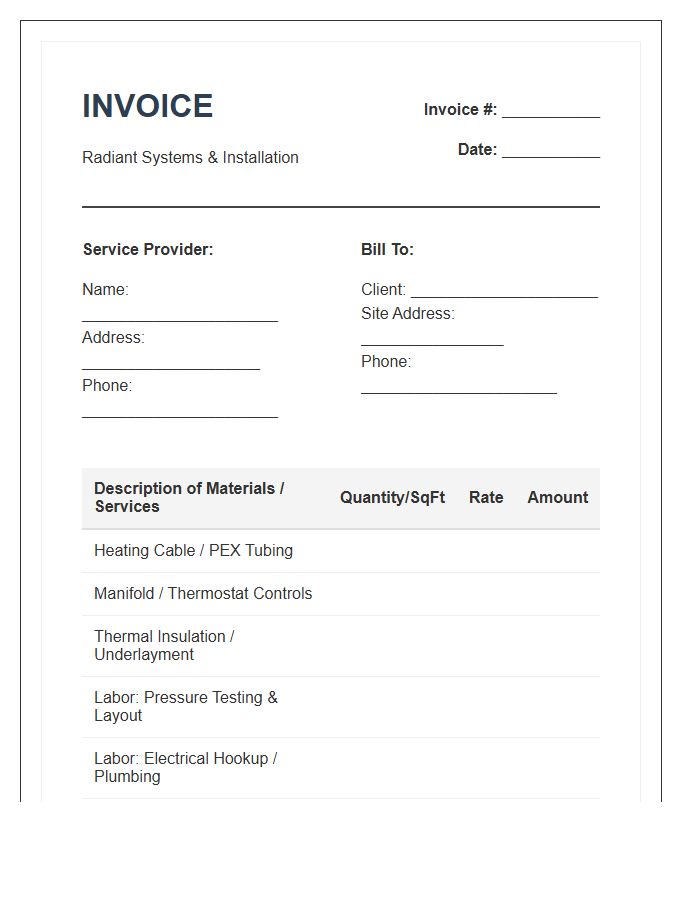 Radiant Floor Heating Invoice Template