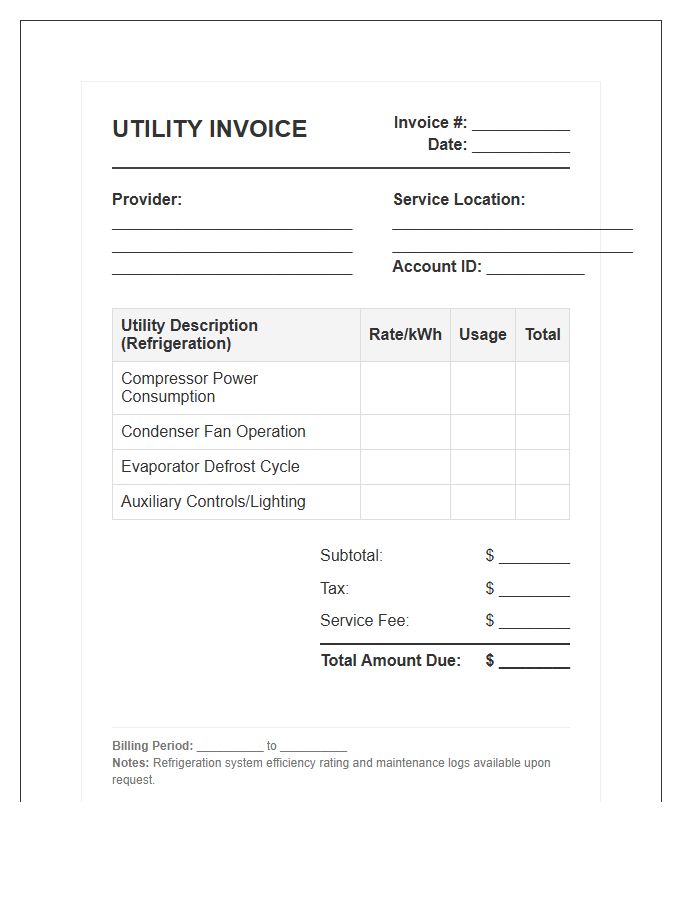 Refrigeration System Utility Invoice Template