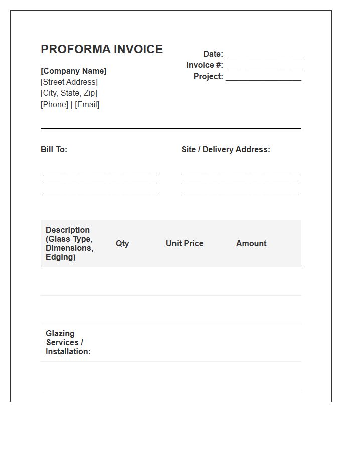 Glazing And Glass Proforma Invoice Template