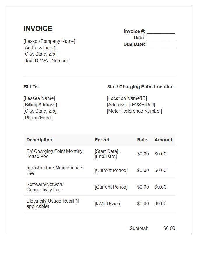 Electric Vehicle Charging Point Lease Invoice Template