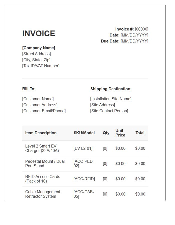 EV Charging Hardware Sales Invoice Template