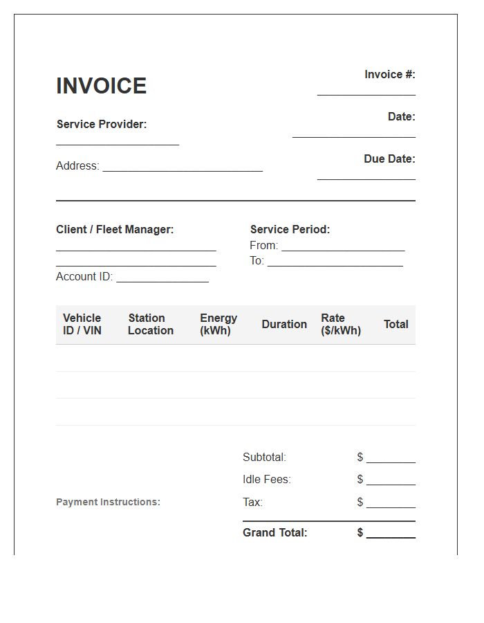 Fleet Vehicle Charging Service Invoice Template