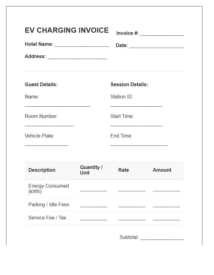 Hotel Guest EV Charging Invoice Template
