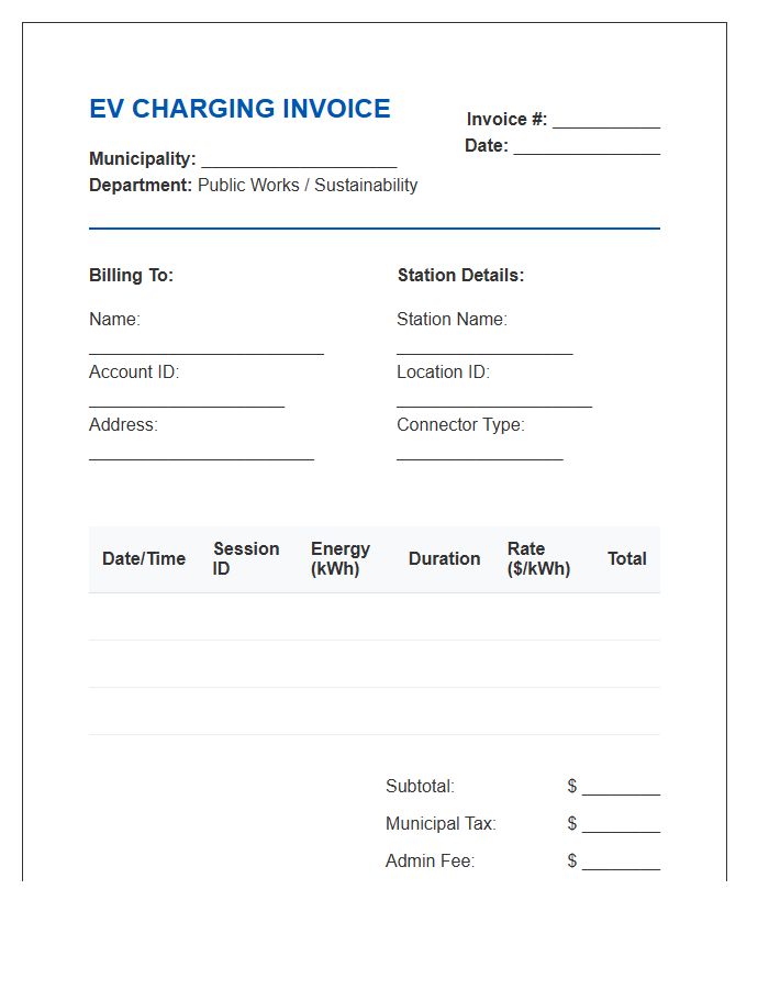 Municipal EV Charging Program Invoice Template