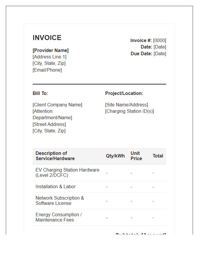 Workplace Charging Solution Invoice Template