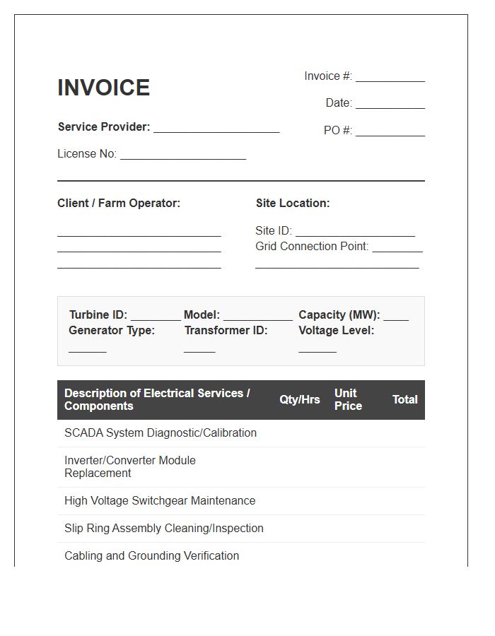 Wind Turbine Electrical System Invoice Template