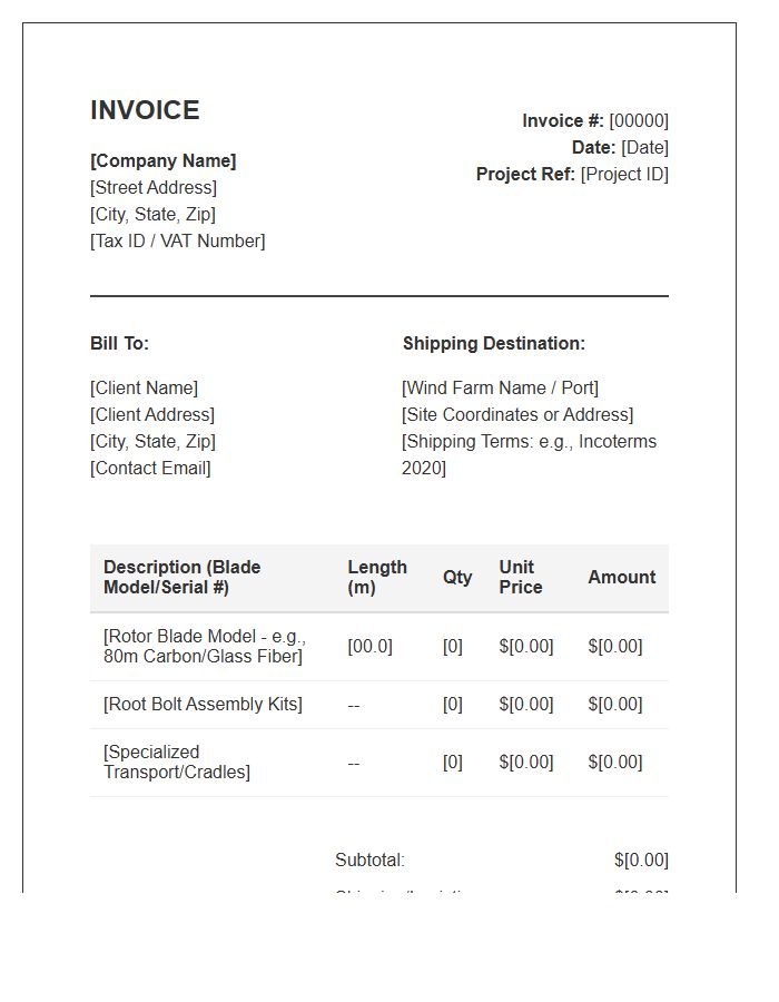 Wind Turbine Rotor Blade Invoice Template