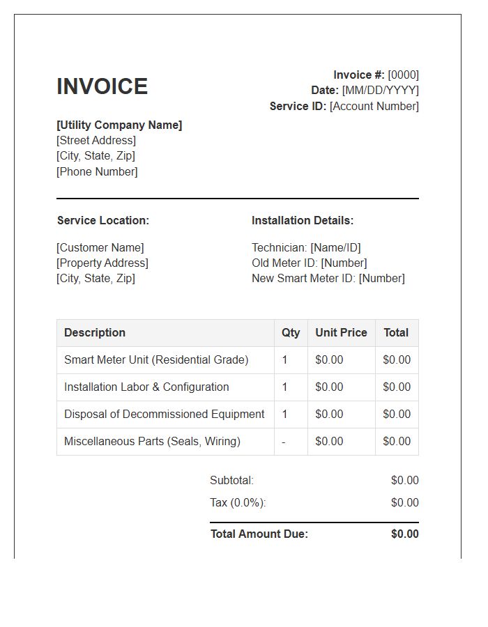 Residential Smart Meter Installation Invoice Template